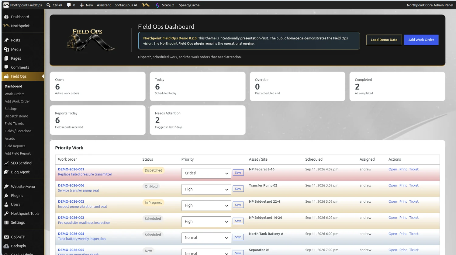 Field Ops dashboard screenshot