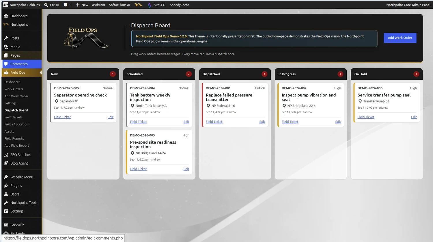 Dispatch board screenshot