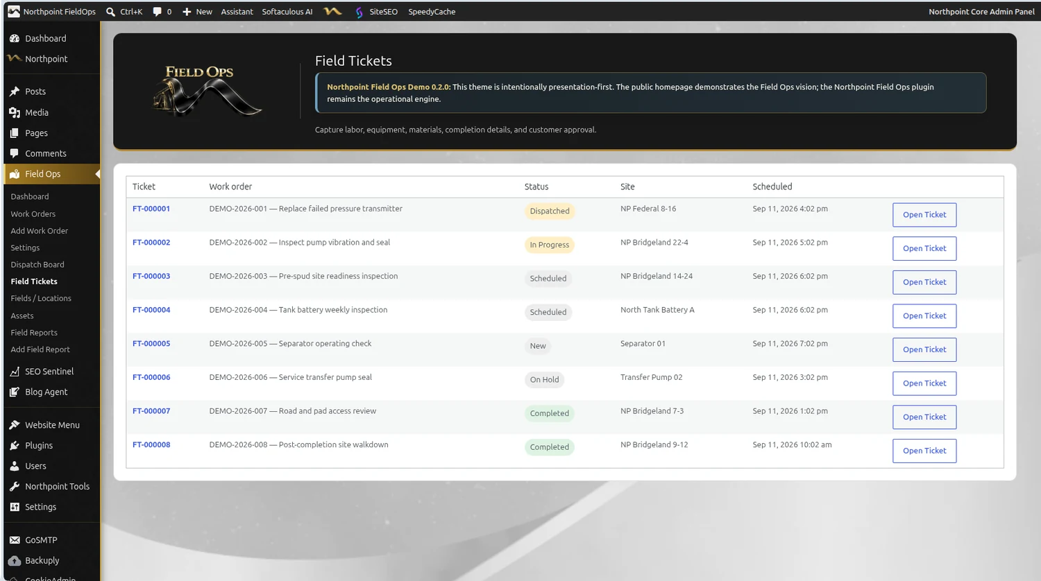 Field tickets screenshot